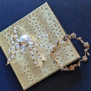 14 K. Gold BC Lind Rhinestone Floral Bracelet